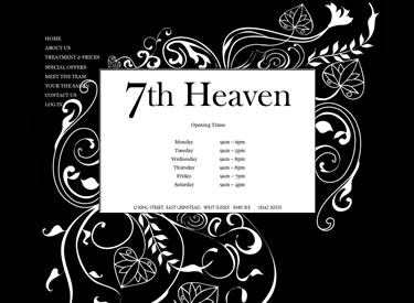 Website design for 7th Heaven Beauty Salon by Spies and Flyders, Haywards Heath, Sussex, UK